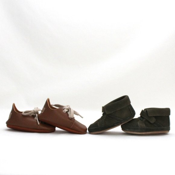 Robeez & Ellabonna Green & Brown Size 6-9 Months Leather Baby Shoes Bundle - Picture 2 of 9